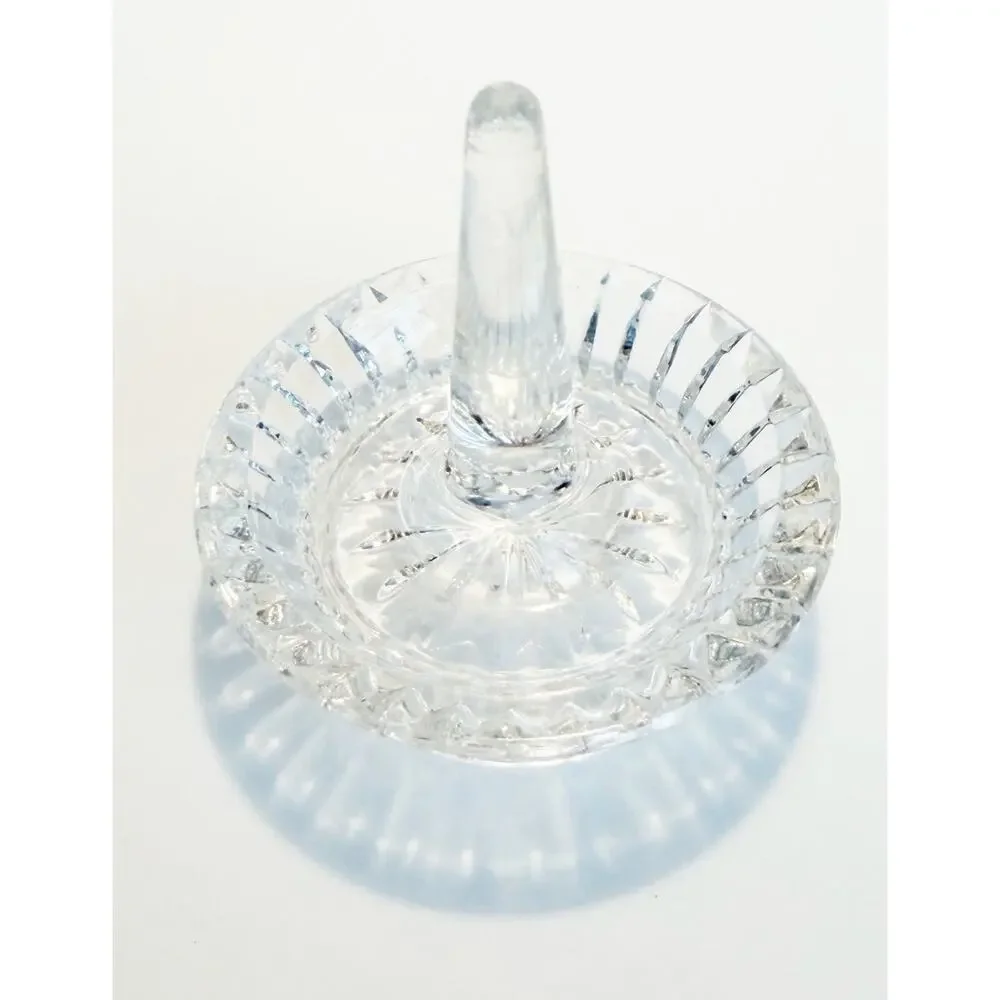 Vintage Mid Century MCM Cut Crystal Glass Ring Holder 3
